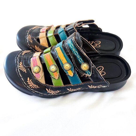 Corkys Elite Heidi Hand-painted Leather Mules Sandal Bump Toe Womens - Picture 5 of 12